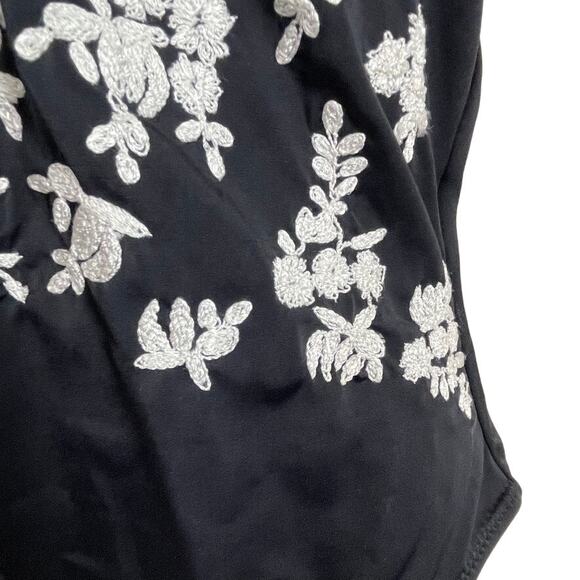 Amita Naithani Swim One Piece Halter Top Black Embroidered Size‎ M - Picture 5 of 9